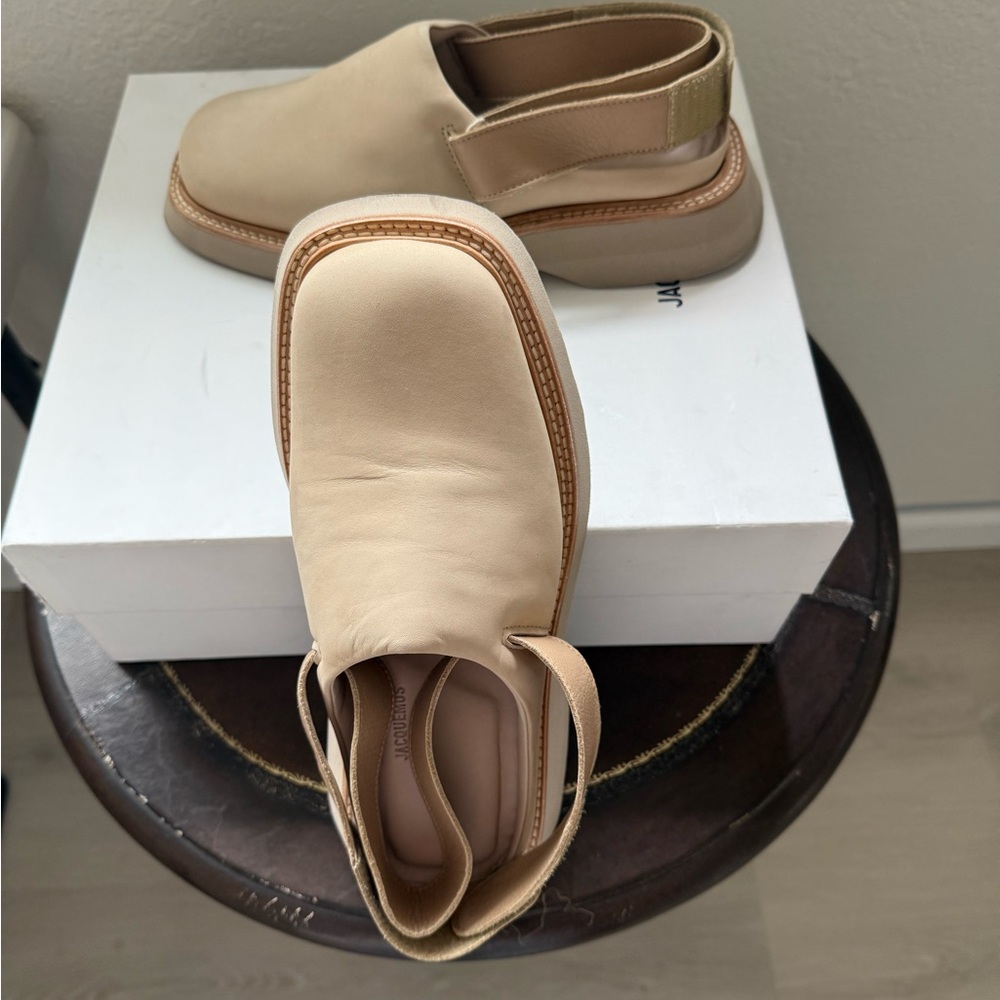 Jacquemus Beige Loafers Slip-Ons with removable sling back SZ 39 duster, box